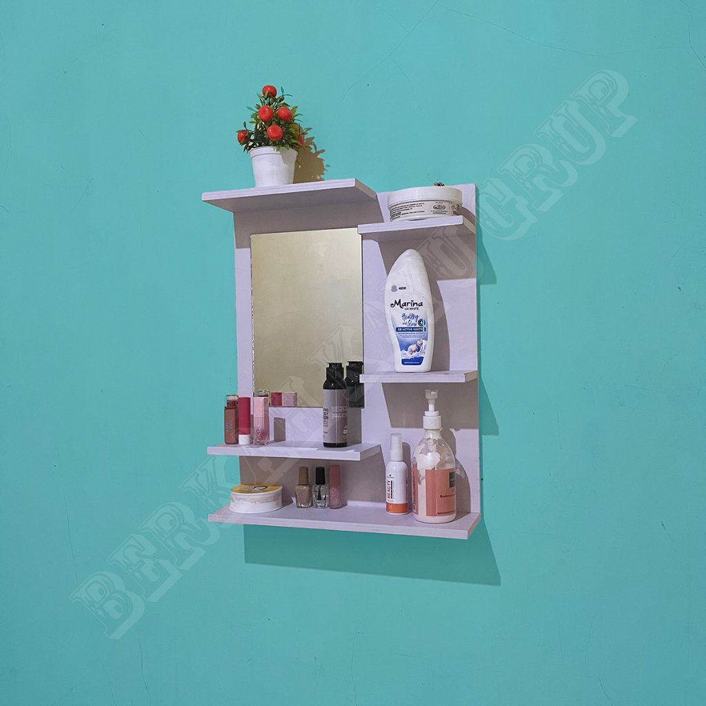 Rakkosmetik gantung dinding tempel kaca/rak kosmetik dinding/rak kosmetik kaca