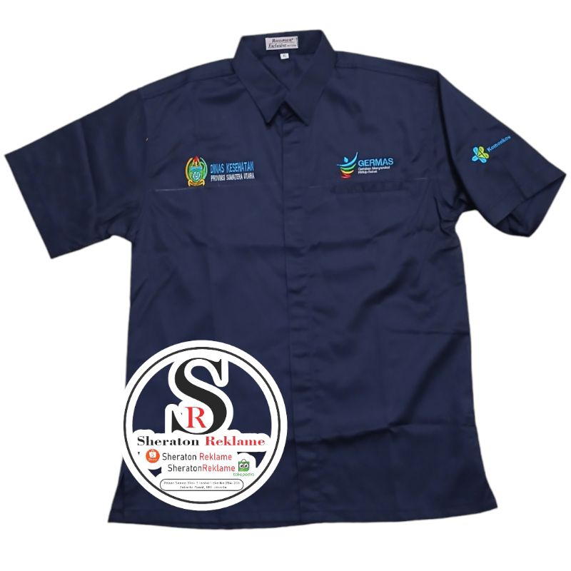 kemeja germas kemenkes seragam germas kemenkes baju navy Lengan pendek
