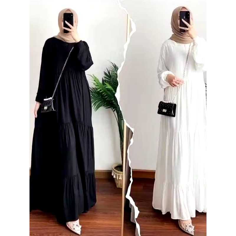 Gamis Susun Polos Gamis Polos Rempel Jumbo Premium Hanum Dress Maxi