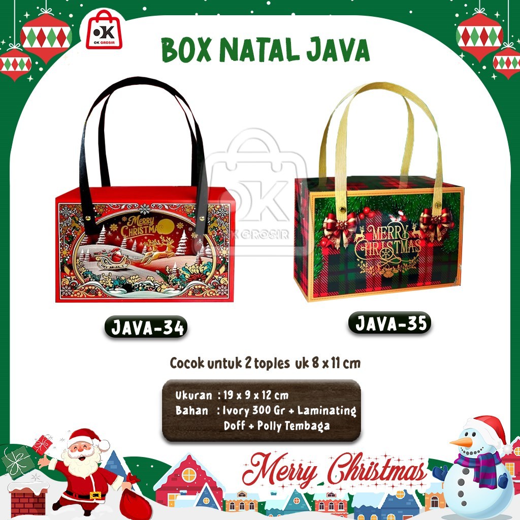 

Box Kue Natal JAVA untuk 2 Toples 500 gr uk 9 x 9,5cm / Dus Kado Natal Christmas (1 Pcs)