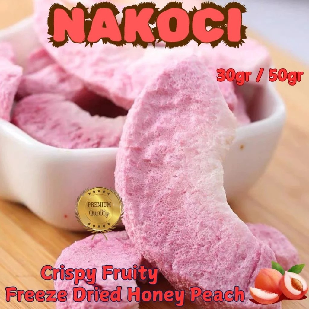 

NAKOCI Honey Peach Kering Premium Crispy Freeze dried Honey Peach Buah Persik 30gr / 50gr