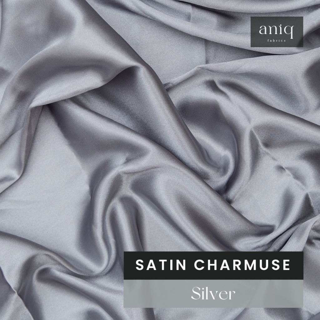 Kain Satin Meteran Satin Silk Charmuse Premium Sateen Silk Satin Sutra Bahan Baju Bridesmaid, Bahan 