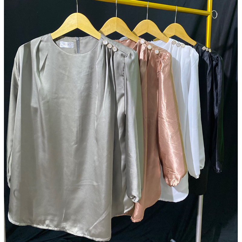AZELLA BLOUSE SILK BUTTON Satin Atasan blouse korea style wanita