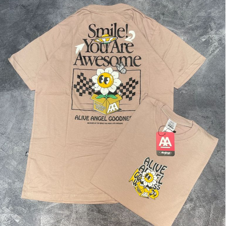 KAOS BUNGA SUNFLOWER MOTIF FLORAL BAJU DISTRO BUNGA MATAHARI TSHIRT CREAM ALIVE ANGEL UNISEX