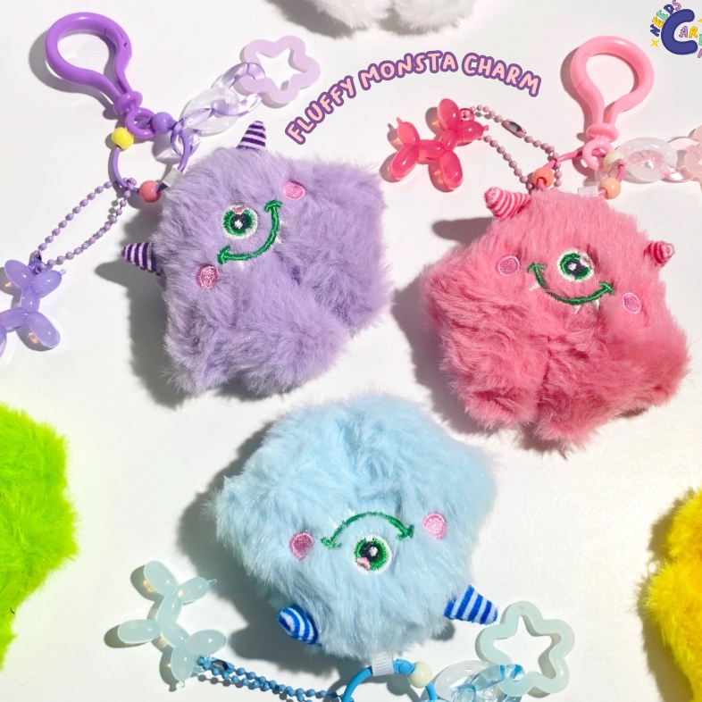 Fluffy Monsta Bag and Key Charm  Gantungan Tas dan Kunci Aesthetic by Carenneeds