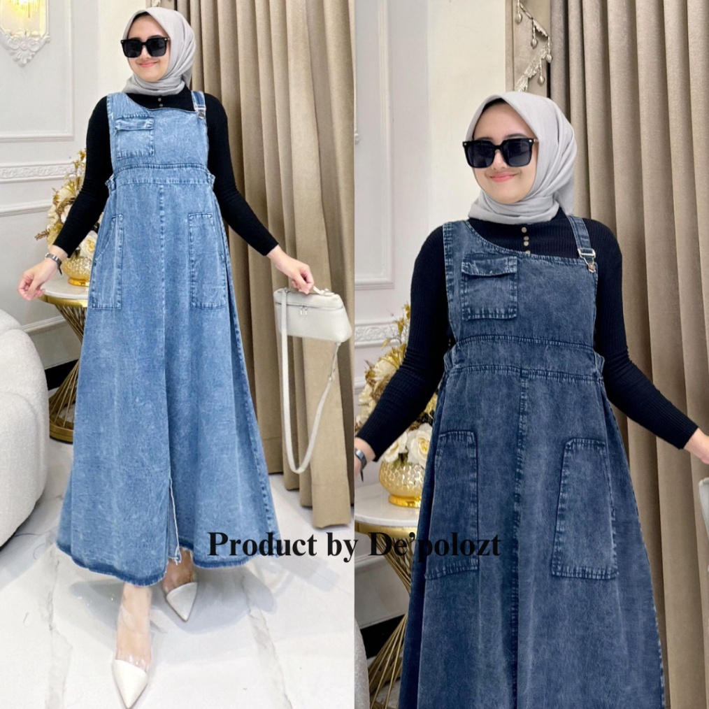 KODE V24T Kirana 2 L  XXL overall jeans cargo wanita overall dress jeans overall cargo