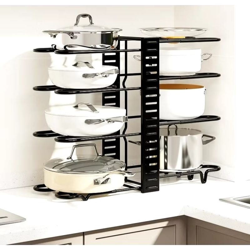 02 Rak Panci Bawah Wastafel Rak Dapur  Panci 8 Susun Rak Tutup Panci Rak Panci Wajan Besi