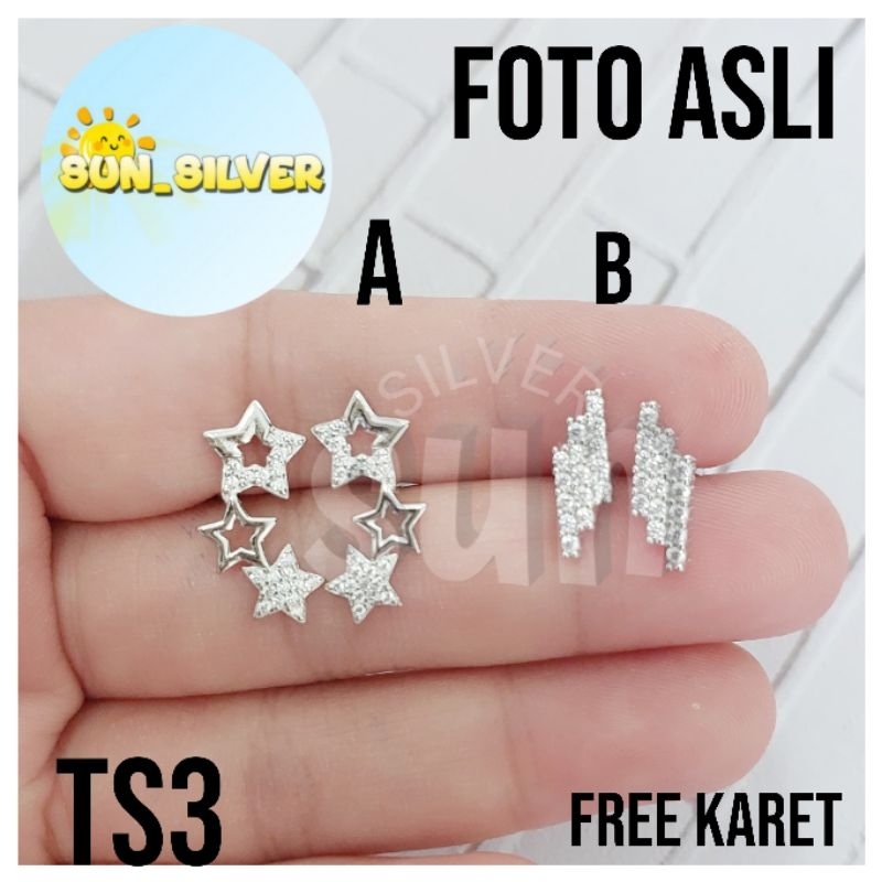 GIWANG TUSUK ANTING PERAK 925 FASHION LAPIS MAS PUTIH TS3