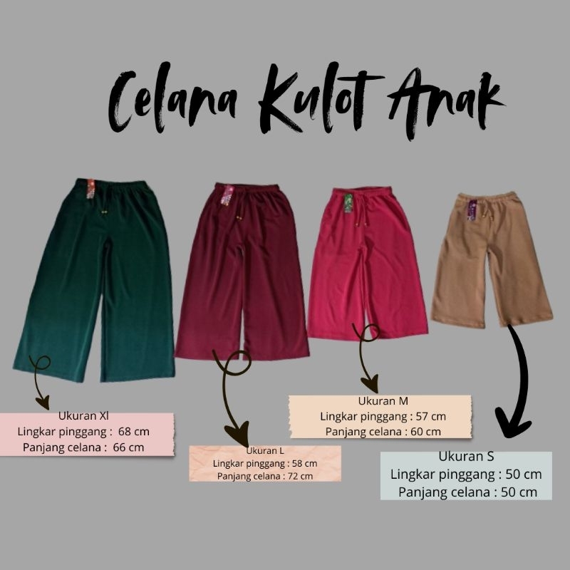 Celana kulot anak premium 3-12th/kulot anak spandex kulit jeruk/celana muslim anak/kulot anak peremp