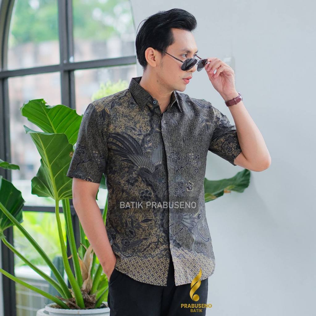 REGHAN Hem Baju Kemaja Batik Pria Lengan Pendek Slimfit Slim Fit Original Prabuseno Official Kain Ka