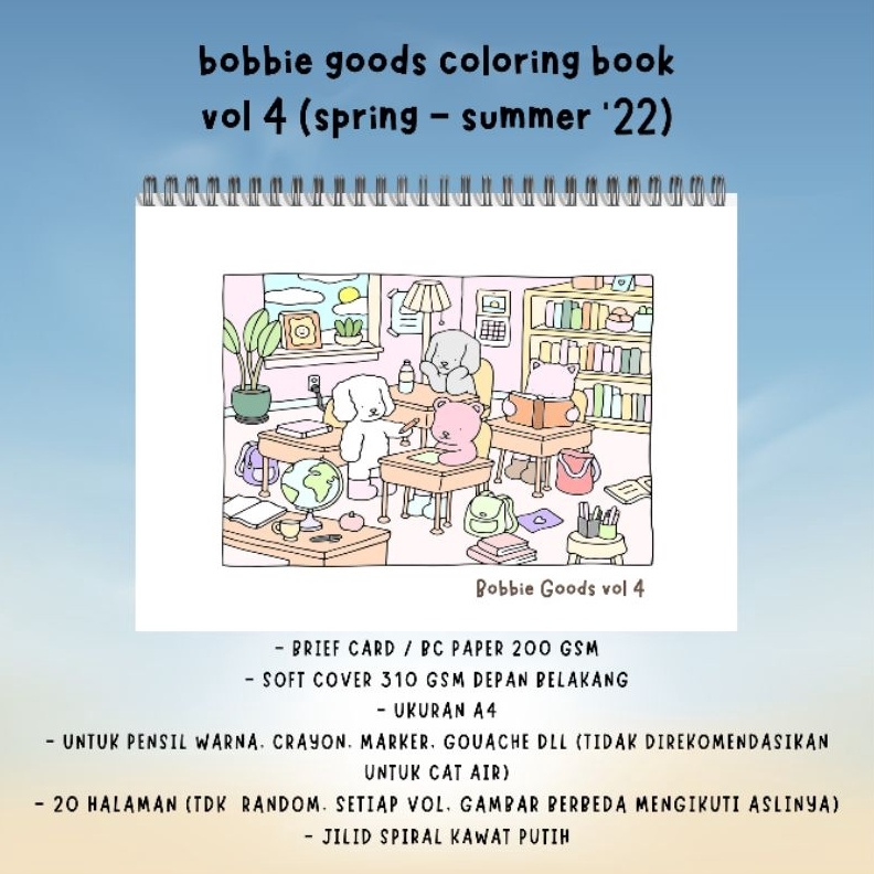 

KODE P39K Bobbie Goods Coloring Book Vol 4 Spring Summer 22 2 halaman buku mewarnai kertas BC tebal 2 gsm