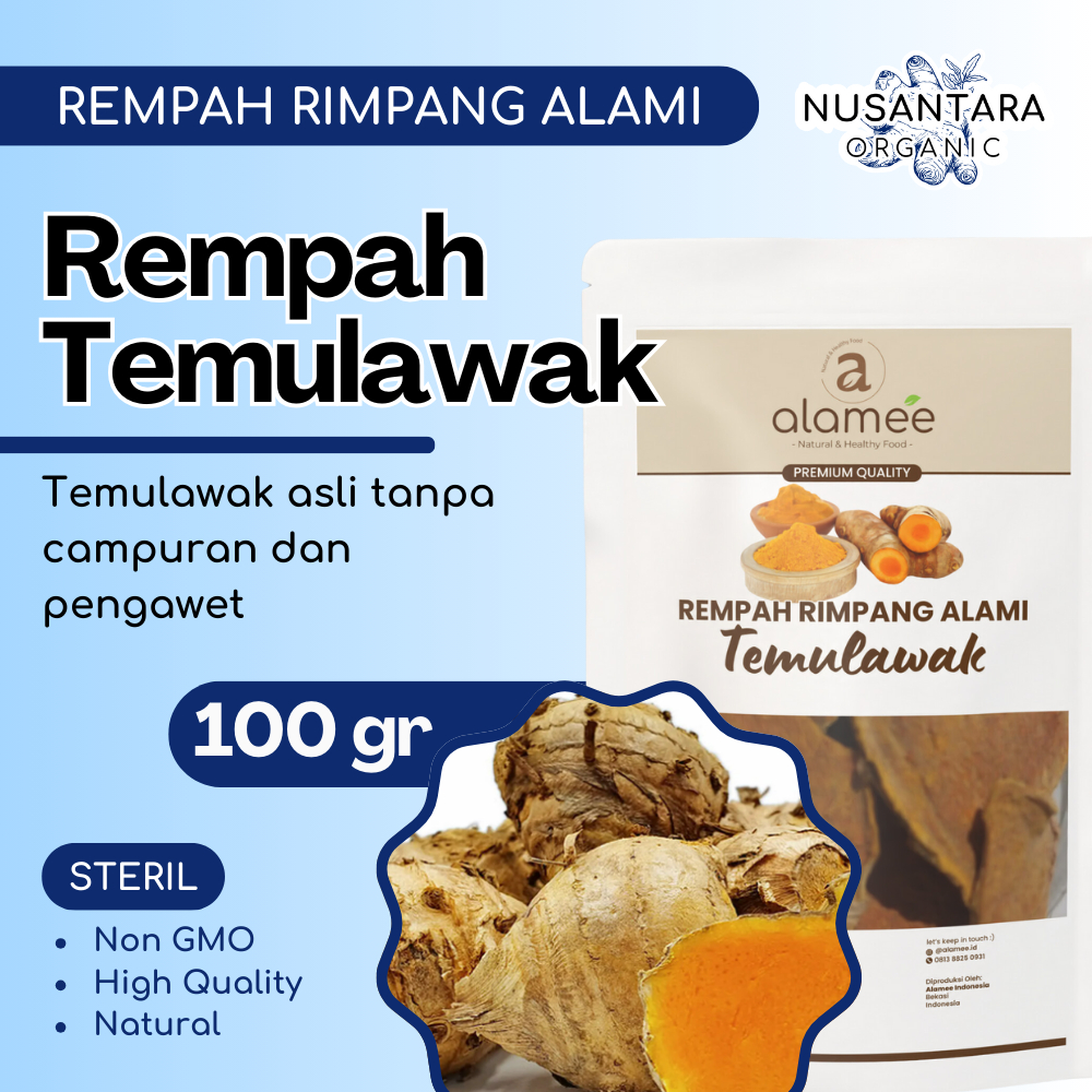 

ALAMEE Temulawak Kering 100 gram Dried Curcuma Iris Rempah Rimpang Organik Bumbu Masakan Alami