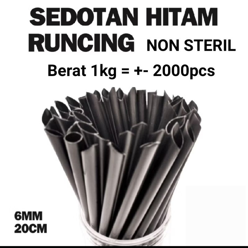 Sedotan Non Steril  / Sedotan Lancip Non Steril Hitam / Sedotan Lancip Kiloan