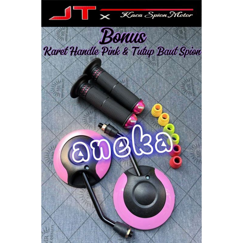 paket spion motor model bulat black pink handgrip jalu variasi black pink