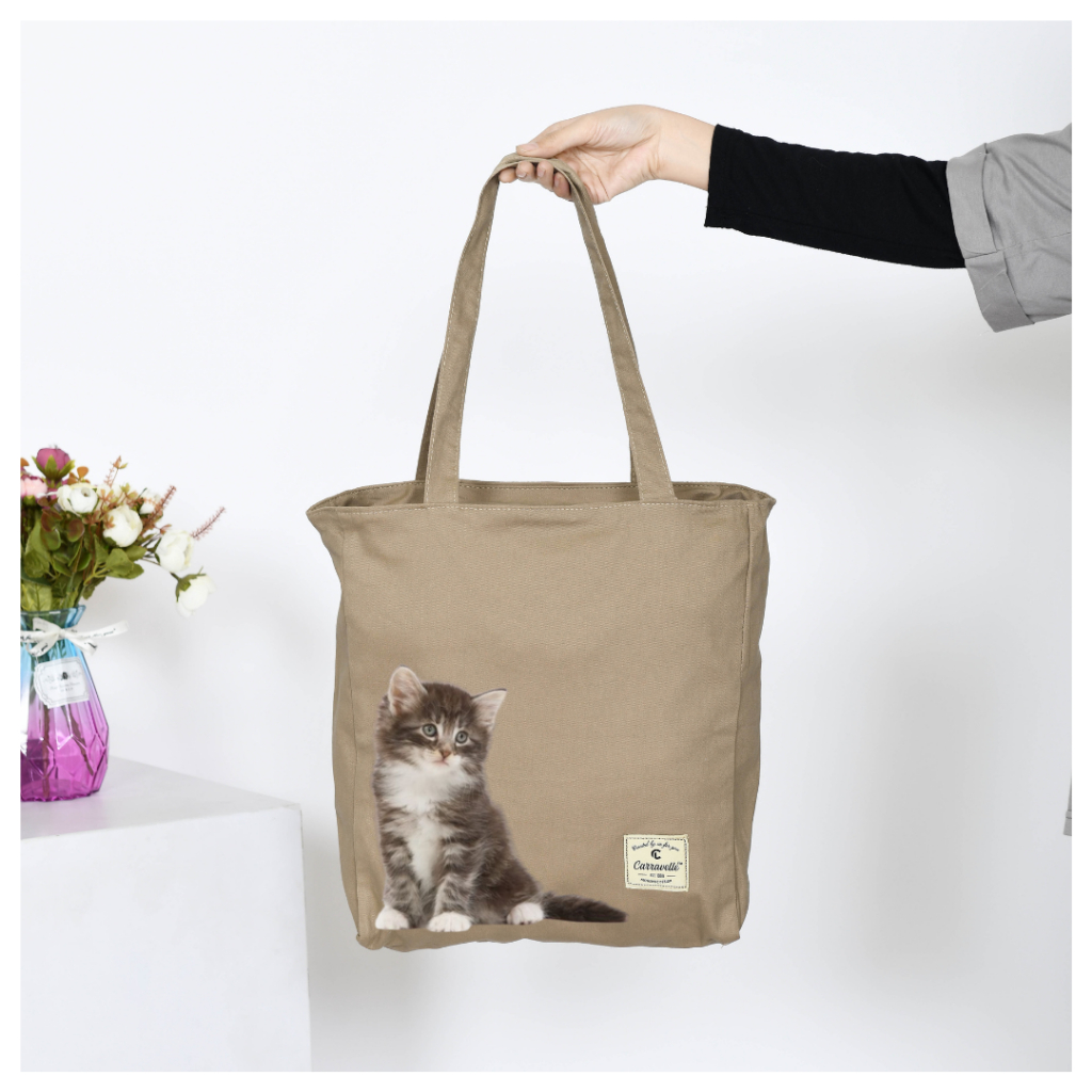 Tas Totebag Wanita Kanvas Untuk Kuliah Dengan Resleting Bahan Kain Kanvas Polos Bisa Custom Sablon