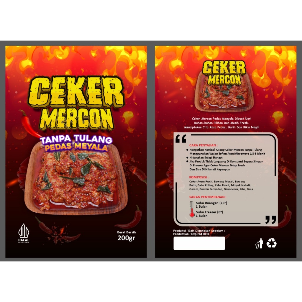 

(NEW) PRODUK SEBLAK CEKER MERCON TANPA TULANG 200GR PEDAS JELETOT BANDUNG SNACK MAMIN