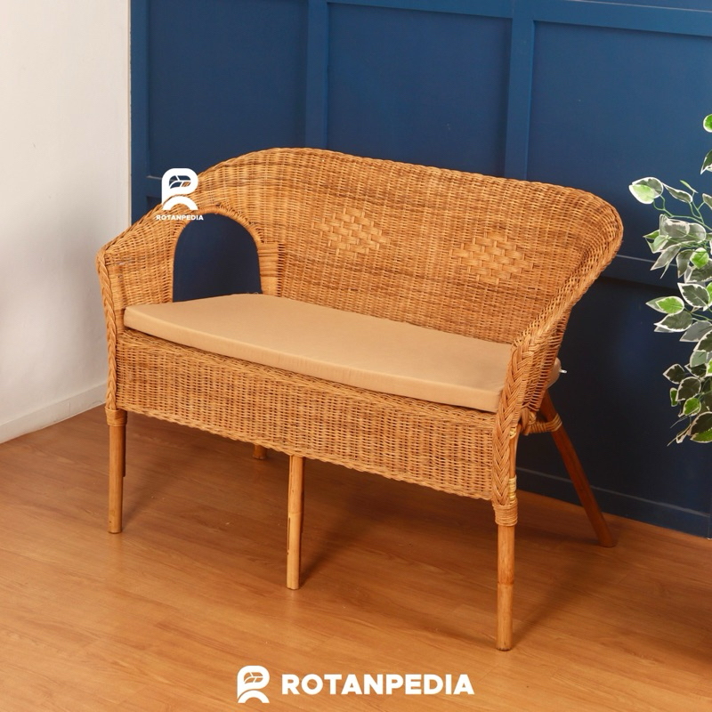 Kursi Sofa Kelek Rotan Minimalis 2 Seater | Sofa Tamu Rotan | Sofa Teras Cafe Rotan - Rotanpedia