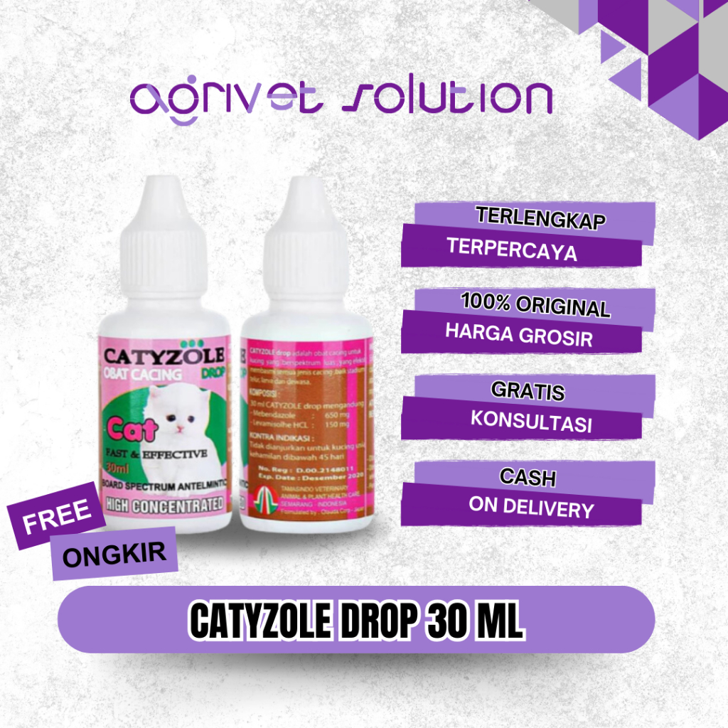 Catyzole 30 ml - Obat Cacing Kucing Catyzole 30 ml Original - Catyzole Obat Cacing Hewan - Obat Caci