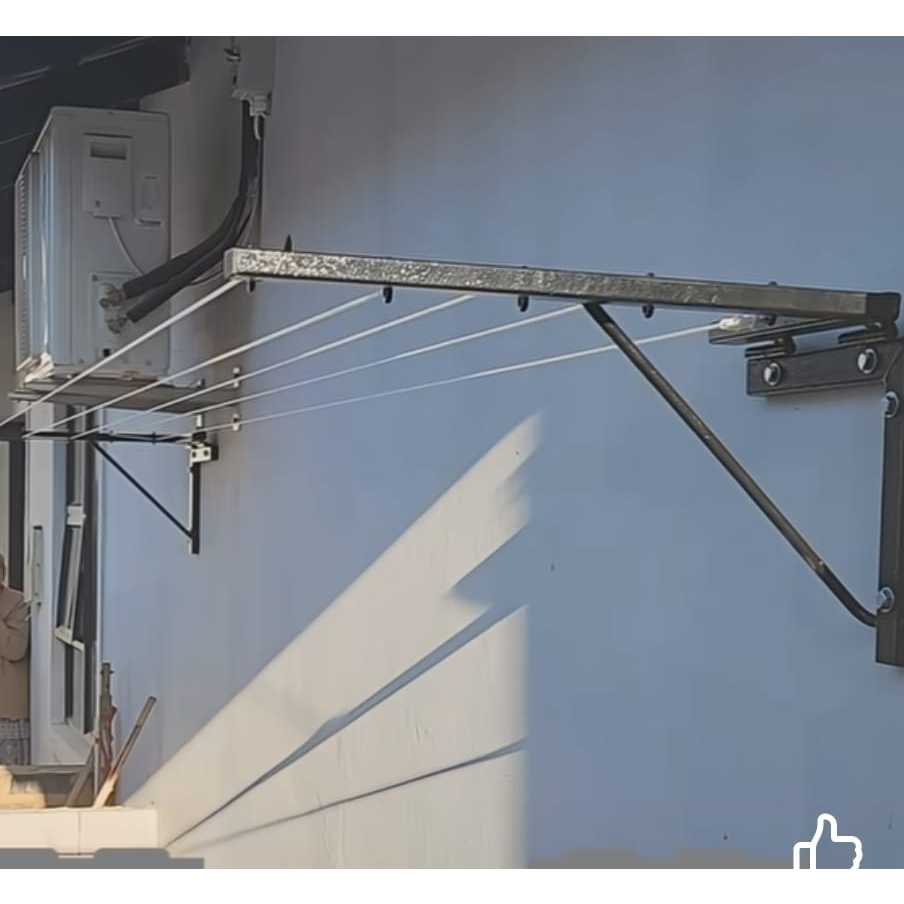 Jemuran Dinding Lipat Tempel Kuat Rak Jemuran Baju Handuk Nempel Dinding Bahan Besi Baja Tahan Lama