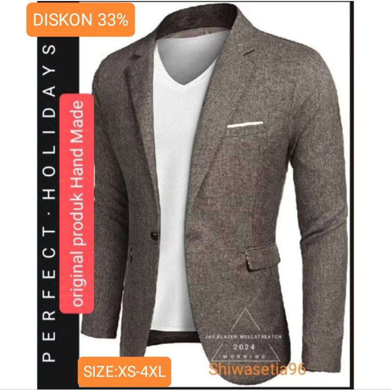 Jas Blazer Pria Slimfit Material Woll stretch /Jas Pria Bahan Woll stretch Cassual / Blazer Pria Sli