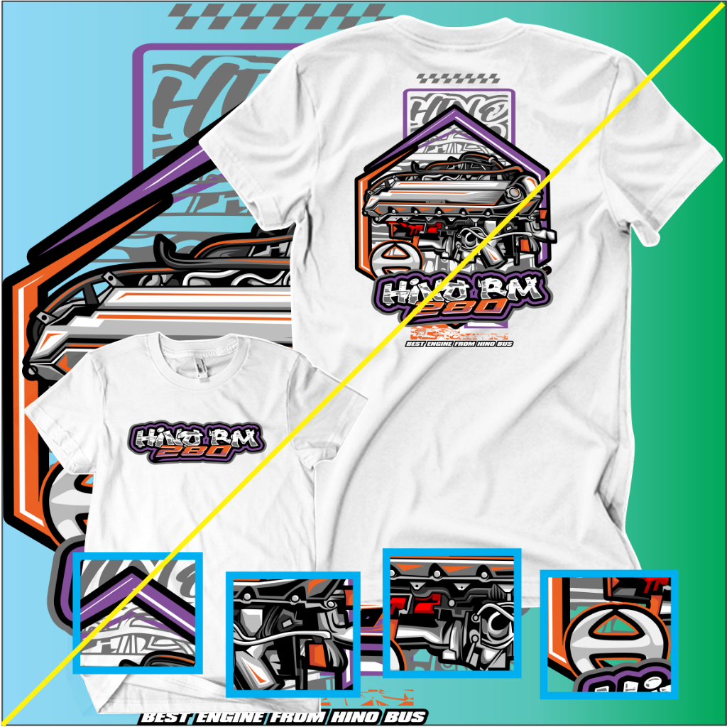 KAOS ENGINE BUS HINO RM280 COMBED 24S