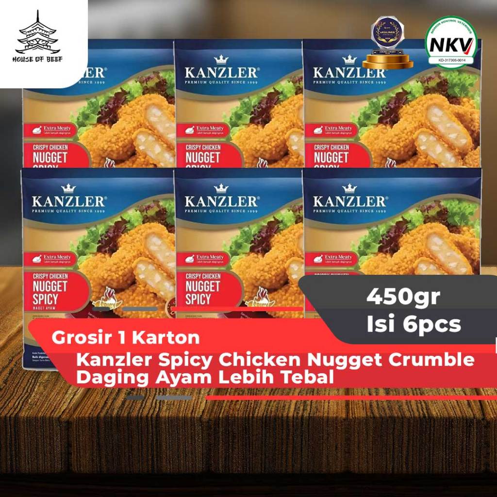 

Grosir 1 Karton Kanzler Spicy Chicken Nugget Crumble 450gr Daging Ayam Lebih Tebal Isi 6pcs