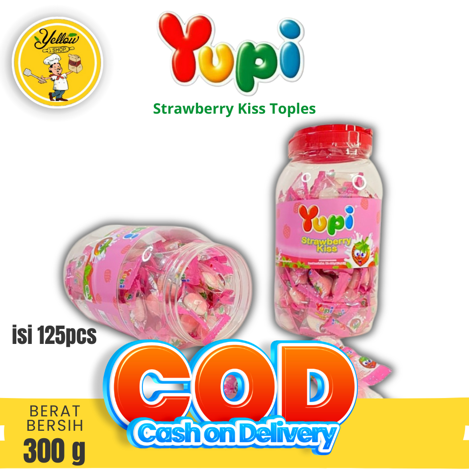 

YUPI STRAWBERRY TOPLES ISI 125PCS /PERMEN YUPI 300GR