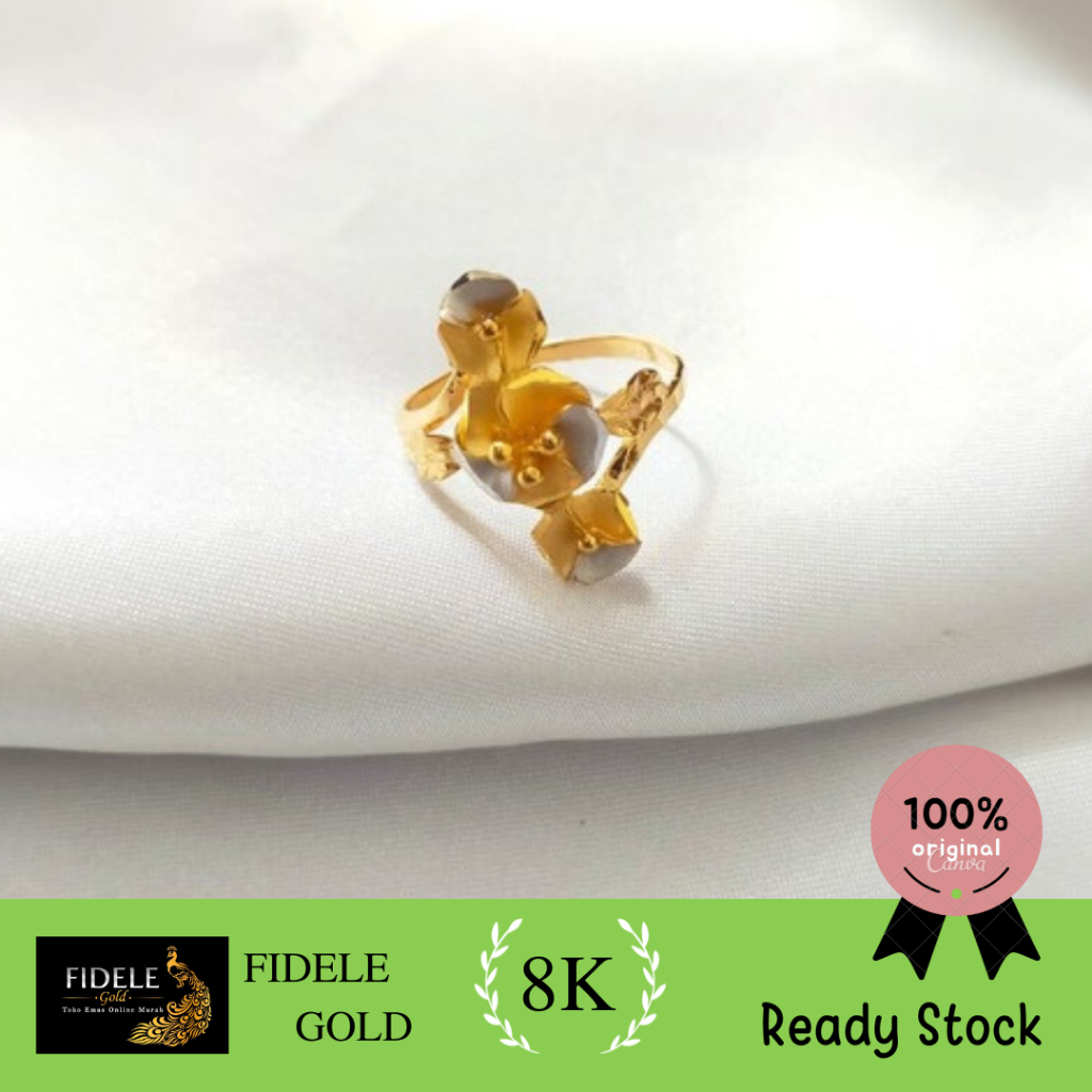 Cincin kendari fashion spiral tiga warna emas asli kadar muda 375