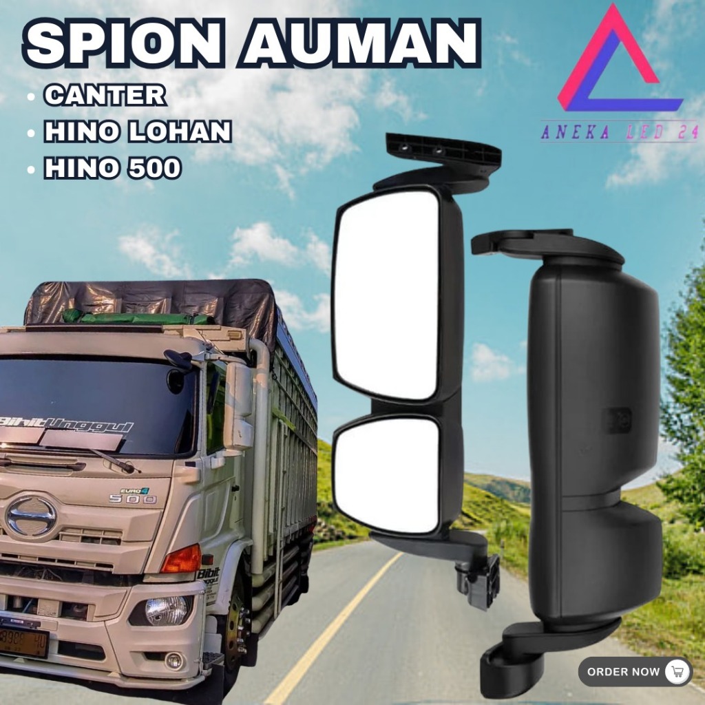 sepasang (2 biji) spion auman spion variasi truk hino 500 canter dan sejenisnya set gagang spion