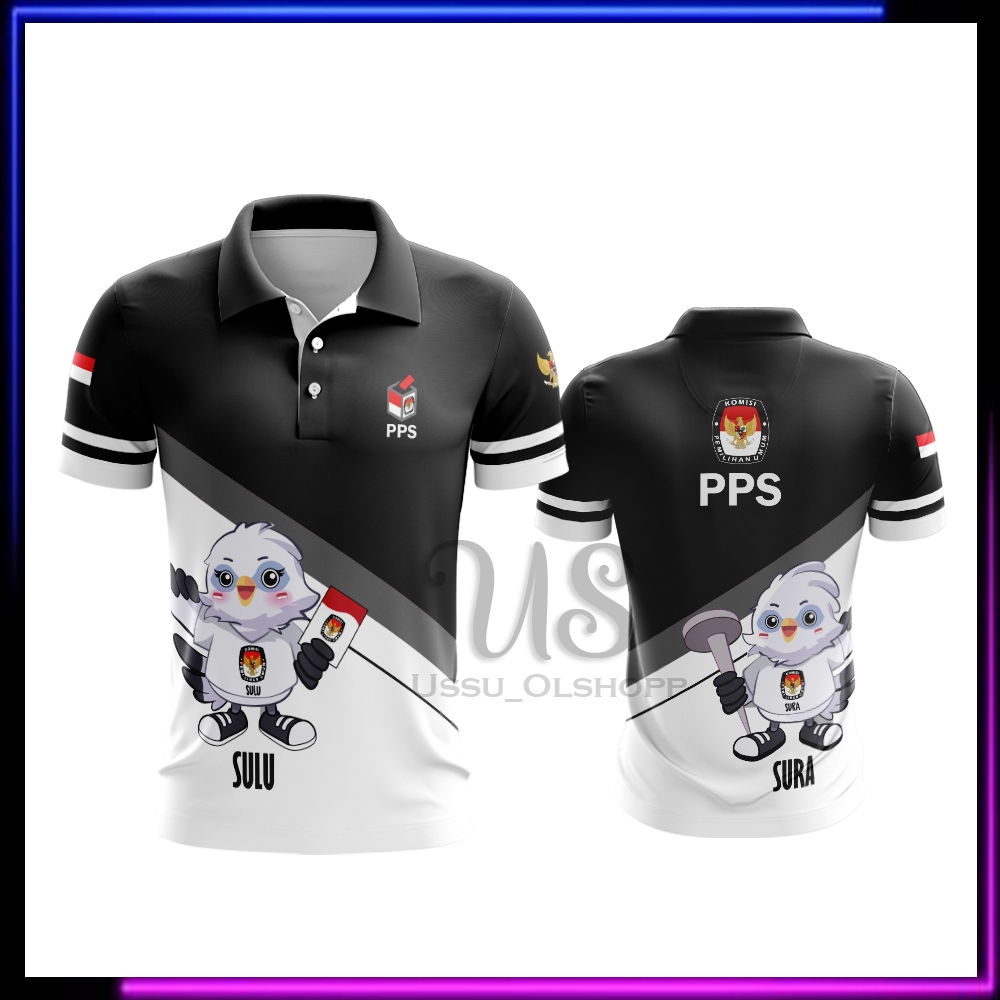 Baju PPS | Kaos Baju Polo Pria PPS Pemilu 2024 Fullprint Free Custom Nama