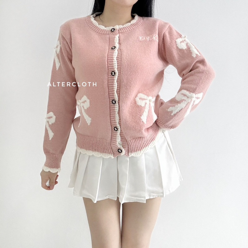 vii alter.cloth - ROZZA CARDI Atasan Wanita Lengan Panjang Longsleeve Kardigan Korea Motif Polos