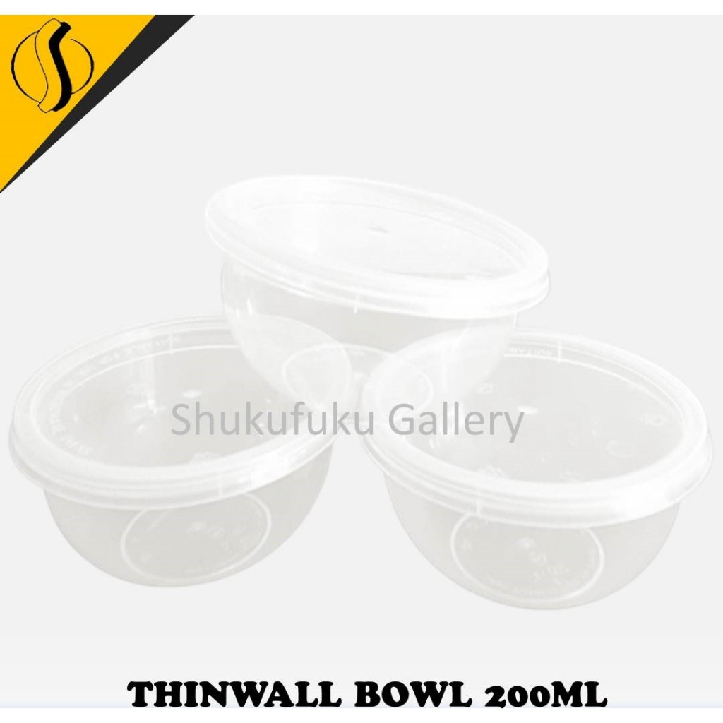 THINWALL BOWL KAPASITAS  200ML/ CUP BOWL + TUTUP ISI 25