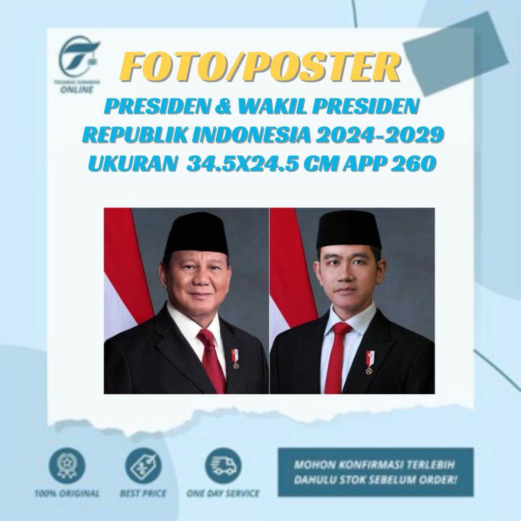 

POSTER / FOTO / GAMBAR PRESIDEN & WAKIL PRESIDEN 2024-2029 PRABOWO GIBRAN