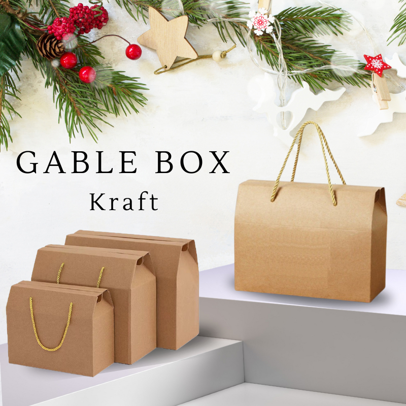 

Gable Box Tali Paper Box Packaging Biogradable With Handel/ Box Hampers Christmas/Lebaran/Gift Kraft Premium Kokoh/ Packing Box Serbaguna