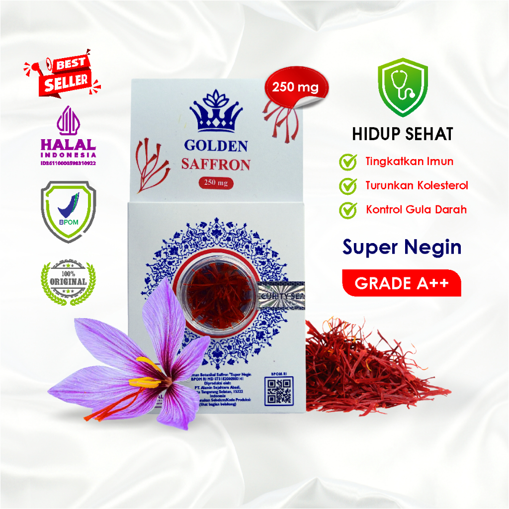 

Golden Saffron Safron Super Negin (Grade A++) 0,25 Gram 100% Original BPOM & Halal Verified!