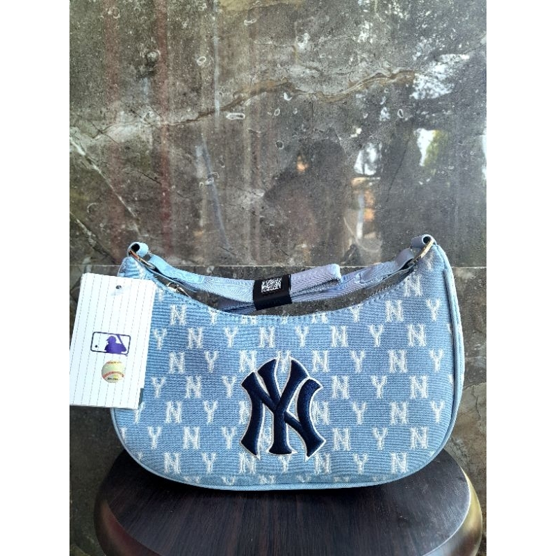 MLB MONOGRAM JACQUARD HOBO BAG BLUE