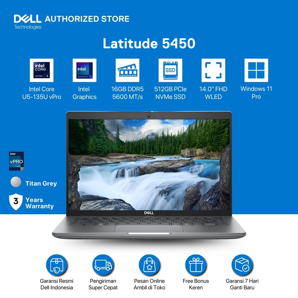 Dell Latitude 5450 [Core Ultra 5-135U vPro-16GB-512GB-UMA-W11P-3YR] DELL OFFICIAL