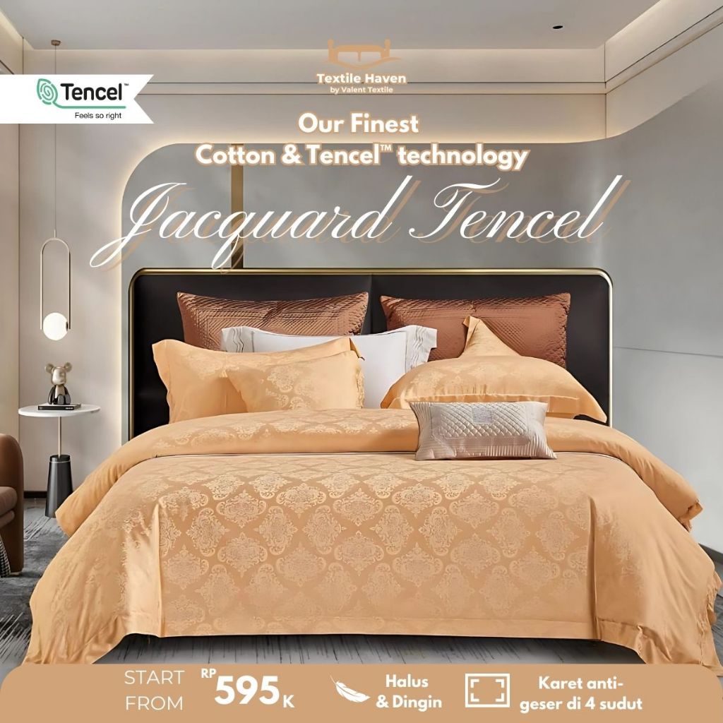 Sprei dan BedCover Jacquard Tencel Serat Bamboo Original 80s | Sprei KingKoil Sutra Emboss tinggi 40