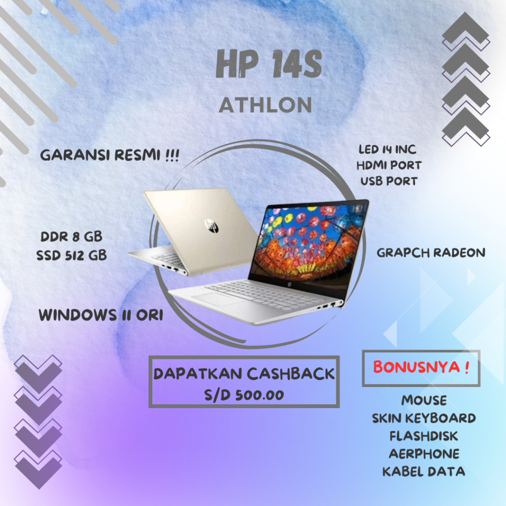 HP 14S ATHLON 7120 RAM 8 SSD 512