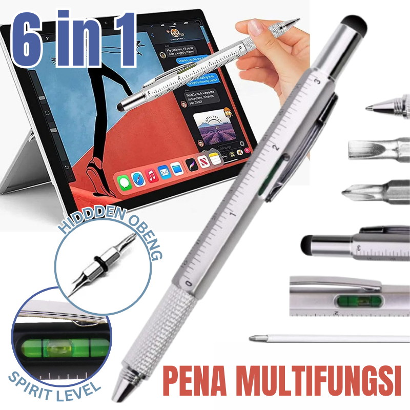 

Pena Multifungsi Pulpen Ruler Scale Screwdriver Mini Reparasi Bolpoint Plastik Stylus+Penggaris+Level+Obeng Writing Stationary Elegan