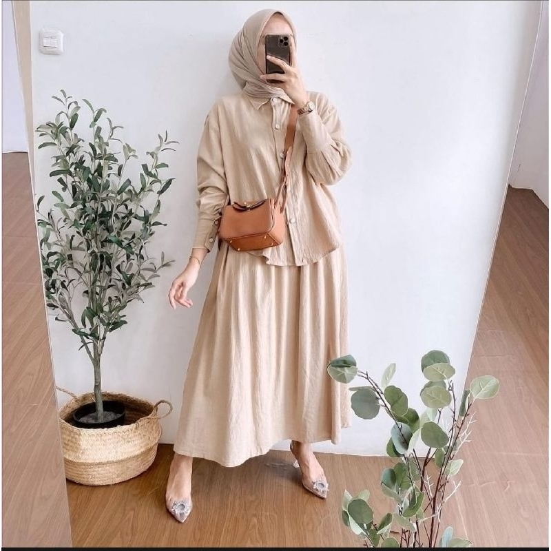Setelan Rok Wanita Polos Alisha Jumbo Fashion Wanita Muslimah Terbaru Alisha Set 2in 1 Oneset Rok Da