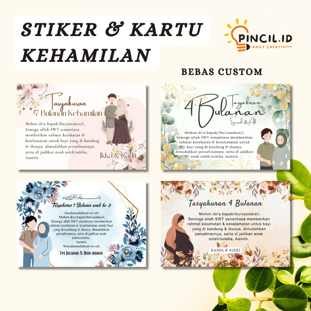 Stiker 7 bulanan, stiker 4 bulanan kehamilan, kartu souvenir tasyakuran kehamilan, tasyakuran 4 bula