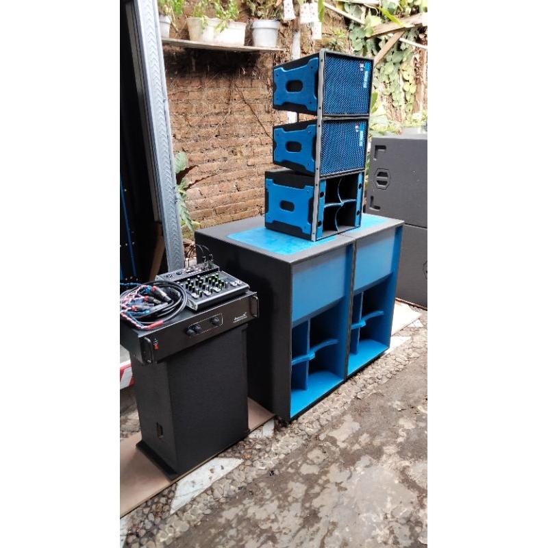 miniatur sound siap bunyi power mixer subwoofer 12 inch linearray 4inch low 6 inch horeg