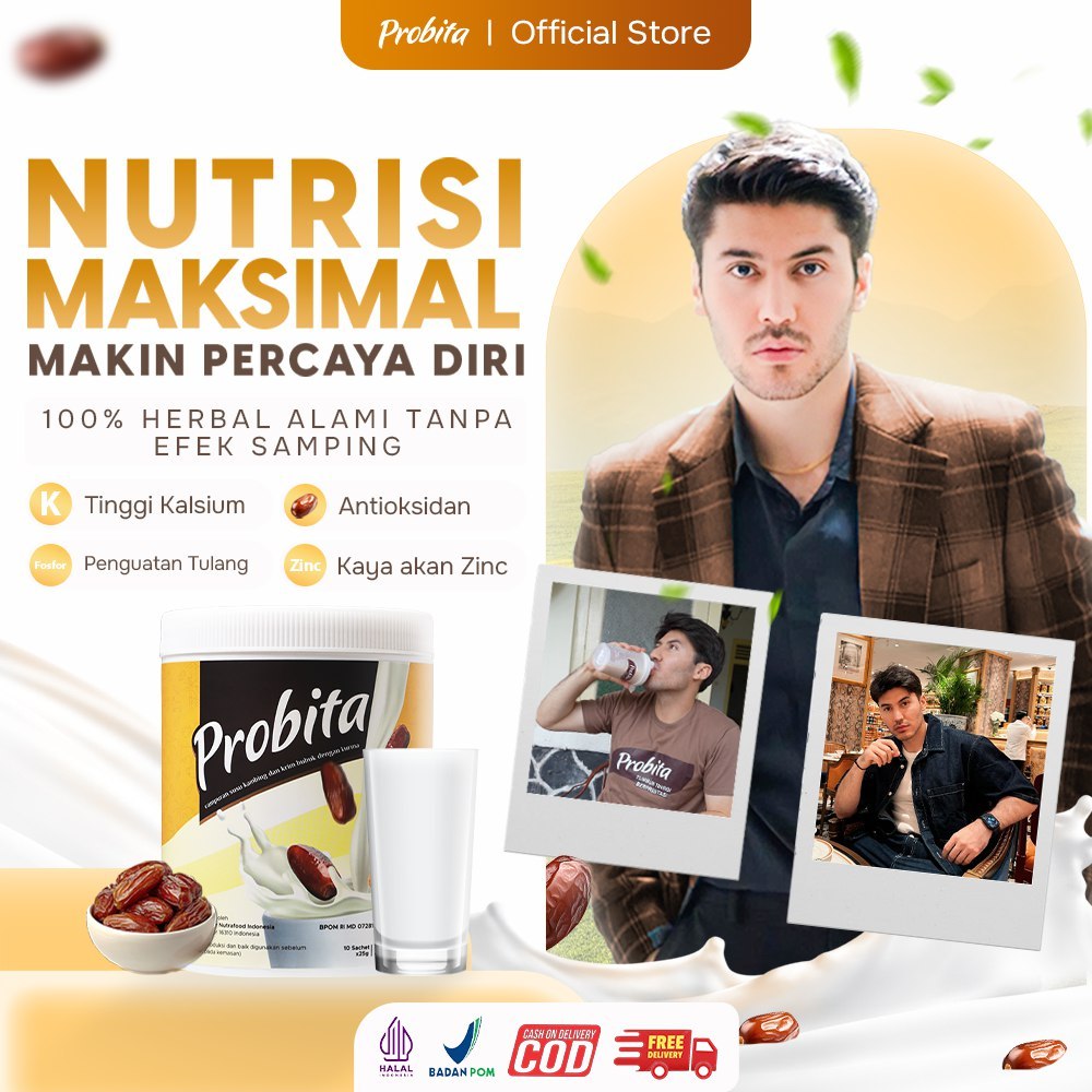 

Probita Susu Kurma Tinggi Kalsium Kaya Protein Peninggi Badan - BPOM & Halal - 1 Box isi 10 sachet