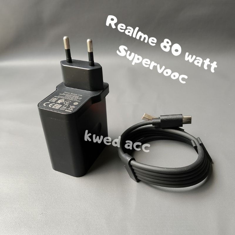 charger casan realme 80 watt supervooc hitam kabel type C