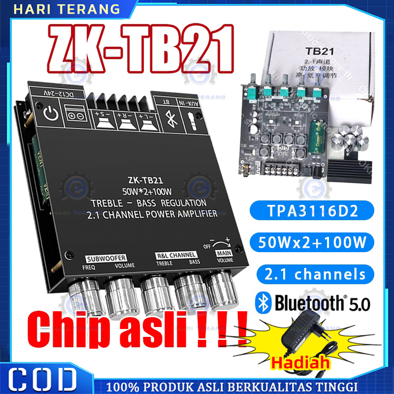 ZK-MT21 / Amplifier Board / TPA3116D2 / 50WX2+100W / 2.1 Channel / Super Bass / Stereo / Bluetooth /
