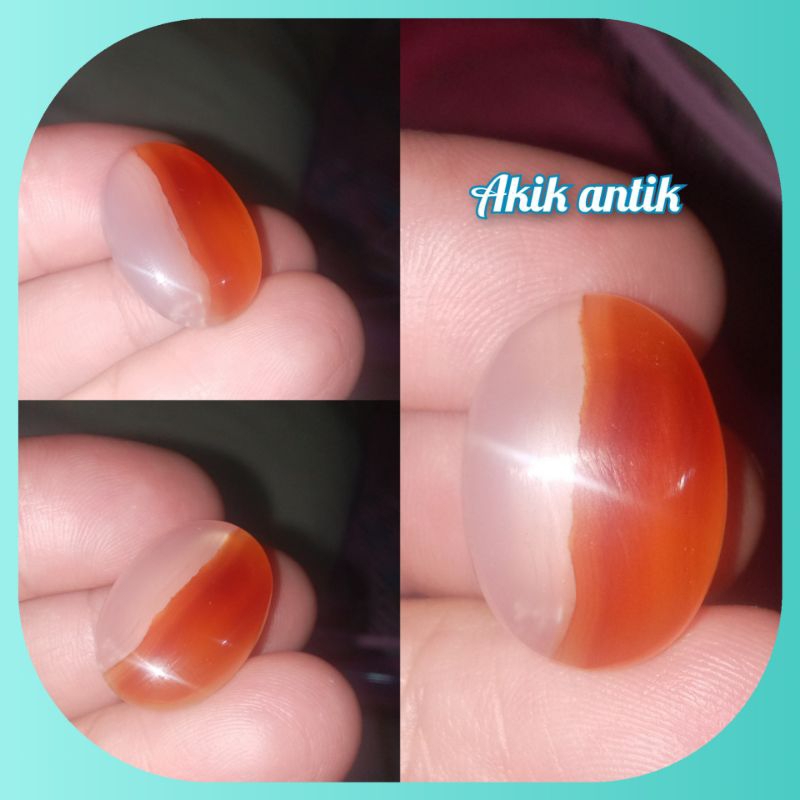 Batu cincin akik antik merah putih asli natural