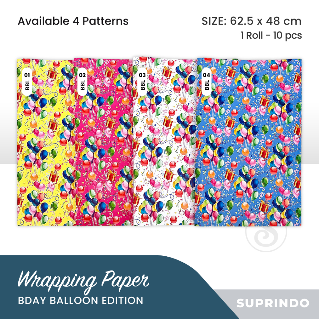

(10 lbr) KERTAS KADO MOTIF BDAY BALLOON