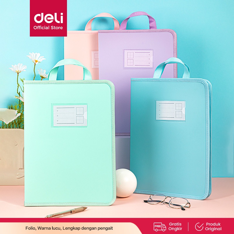 

Deli Zip Bag / Map Tas Folder Retsleting Ukuran A4 Lucu 63246