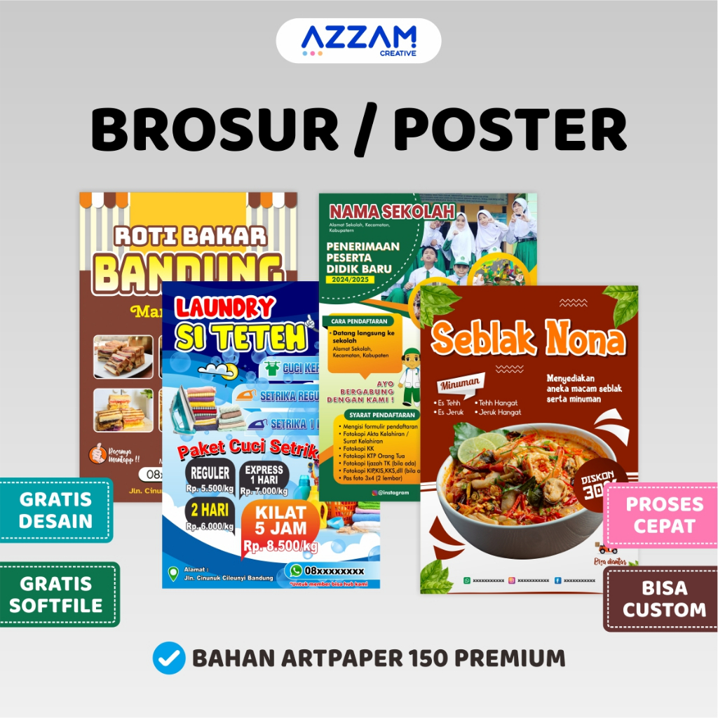 

CETAK BROSUR / CETAK FLYER / CETAK POSTER / BROSUR FLYER POSTER A6 A5 A4 A3 MURAH